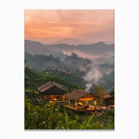 Sunrise Over Rice Terraces 1 Canvas Print