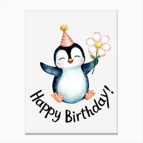 Happy Birthday Penguin.3 Canvas Print