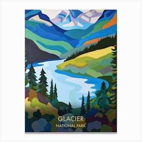Glacier National Park Travel Poster Matisse Style 1 Canvas Print