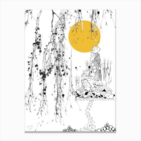 Mountains And The Moon Abstract Canvas Print