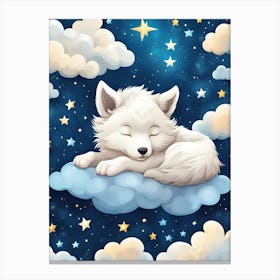White Wolf Cub Sleeping On Cloud Canvas Print