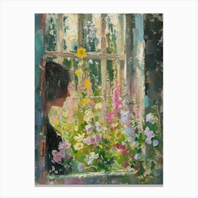 Foxglove Flowers On A Cottage Window 1 Canvas Print