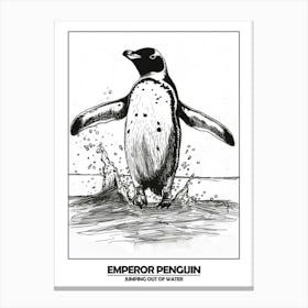 Penguin Jumping Out Of Water Poster 3 Canvas Print