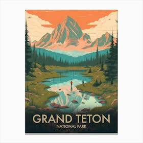 Grand Teton National Park Vintage Travel Poster 1 Canvas Print