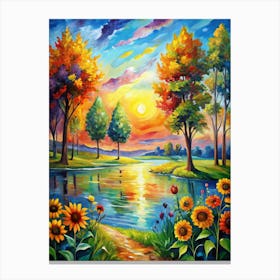 Sunset By The Lake Canvas Print