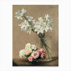 Lilies And Roses Canvas Print