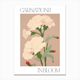 Carnations In Bloom Flowers Bold Illustration 2 Canvas Print