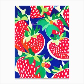 Strawberry Repeat Pattern, Fruit, Colourful Brushstroke Painting Canvas Print