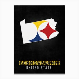 Pittsburgh Steelers Pennsylvania State Map Canvas Print