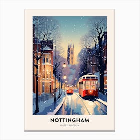 Winter Night  Travel Poster Nottingham United Kingdom 2 Canvas Print