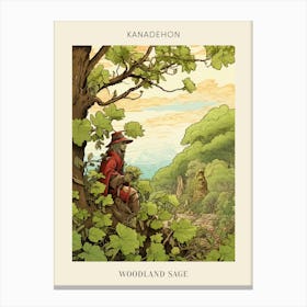 Kanadehon Woodland Sage Japanese Botanical Illustration Poster Canvas Print
