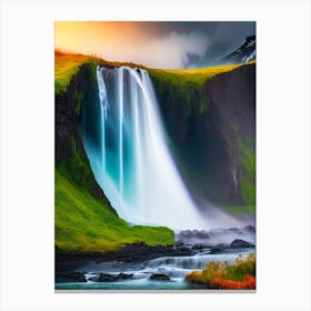 Skógafoss Waterfall, Iceland Nat Viga Style (3) Canvas Print