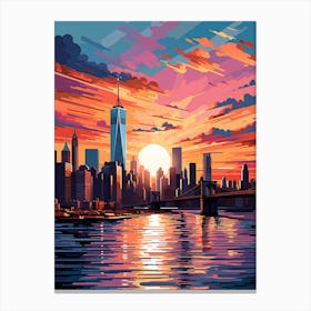 Sunset In New York City Canvas Print