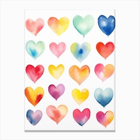 Watercolor Hearts 2 Canvas Print