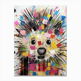 Concrete Jungle Whimsy: Hedgehog in Basquiat style Canvas Print