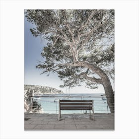 Bench By The Sea Mallorca Canvas Print