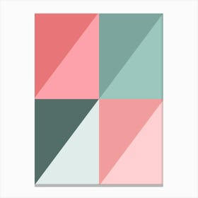 Pastel Pink and Green Geometric Abstract Canvas Print