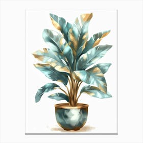 Blue And Gold Plant Canvas Print