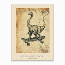 Brachiosaurus Vintage Dinosaur Poster 2 Canvas Print