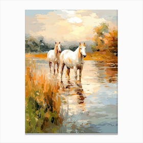 Horses Painting In Lake District, England 2 Canvas Print