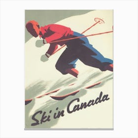 Ski In Canada Vintage Ski Poster 3 Canvas Print