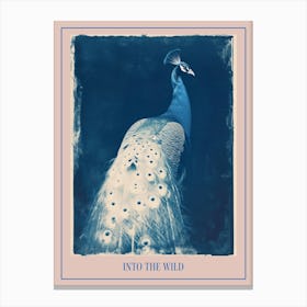 Peacock Cyanotype Inspired Poster Canvas Print