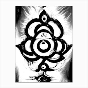 Om Aum, Symbol, Third Eye Black & White Canvas Print