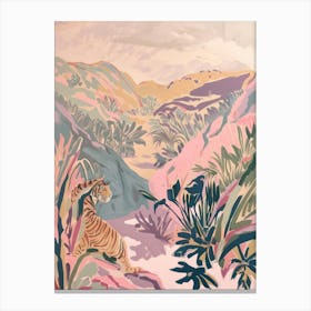 Tigers Pastels Jungle Illustration 3 Canvas Print