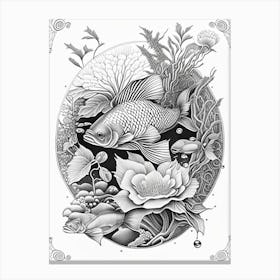 Kin Matsuba Koi Fish Haeckel Style Illustastration Canvas Print
