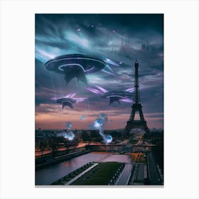 Spaceships Over Paris Canvas Print