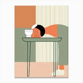 Illustration Of A Woman Sleeping On A Table 1 Canvas Print