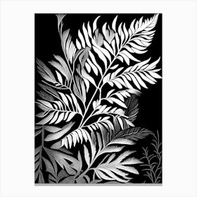 Scotch Broom Leaf Linocut 1 Canvas Print