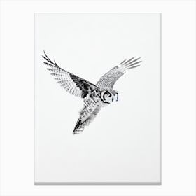 Great Horned Owl B&W Pencil Drawing 1 Bird Canvas Print