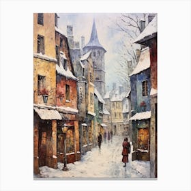 Vintage Winter Painting Tallinn Estonia 3 Canvas Print