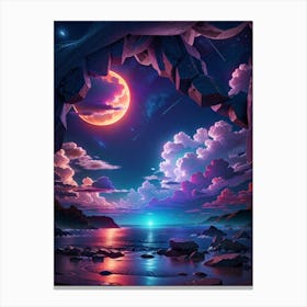 Night At The Beach Print Canvas Print