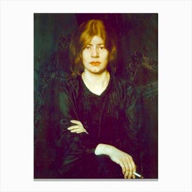 "Portrait of a Lady with a Cigarette" by artist Oskar Zwintscher (1870-1916) Canvas Print