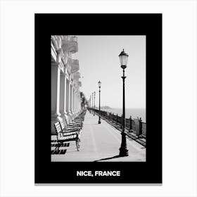 Poster Of Nice, France, Mediterranean Black And White Photography Analogue 3 Canvas Print