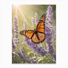 Monarch Butterfly On Lavender 5 Canvas Print