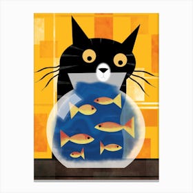 Black Cat and the Goldfish Bowl Canvas Print