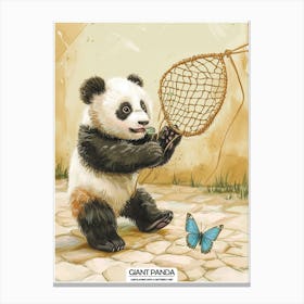 Giant Panda Cub Playing With A Butterfly Net Poster 1 Canvas Print
