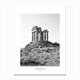 Poster Of Agrigento, Italy, Black And White Photo 1 Canvas Print