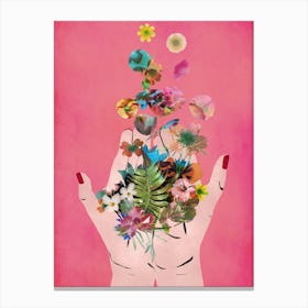 Fridas Hands Pink Canvas Print