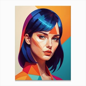 Colorful Geometric Woman Portrait Low Poly (22) Canvas Print