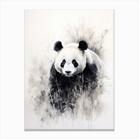 Panda Art In Sumi E (Japanese Ink Painting) Style 1 Canvas Print
