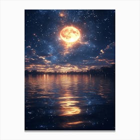 Full Moon Over Water 32 Canvas Print