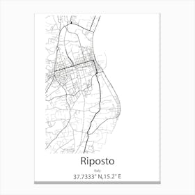 Riposto,Italy Minimalist Map Canvas Print