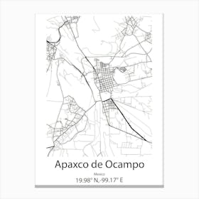 Apaxco De Ocampo,Mexico Minimalist Map Canvas Print