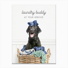 Black Lab Dog Laundry Buddy At Your Service Canvas Print