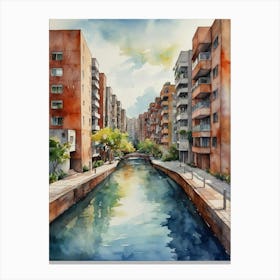 Canal In A City Canvas Print