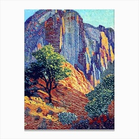 Zion National Park United States Of America Pointillism Canvas Print